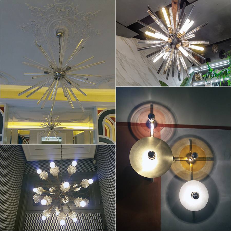 Visto en Casa Decor 2018: metal, lámparas tipo Sputnik.