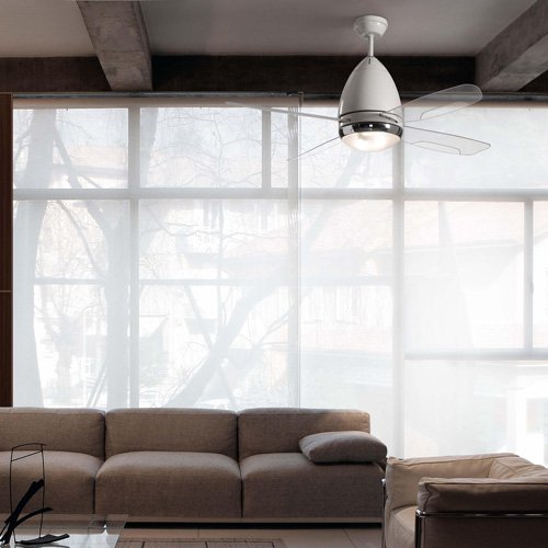 Faretto, ventilador de techo blanco con luz para invierno y verano