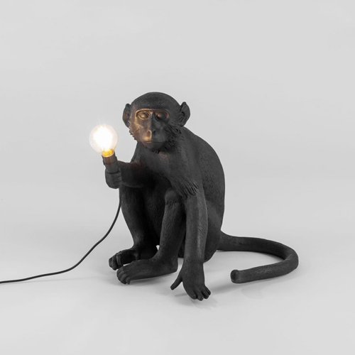 Monkey Lamp Black Sitting