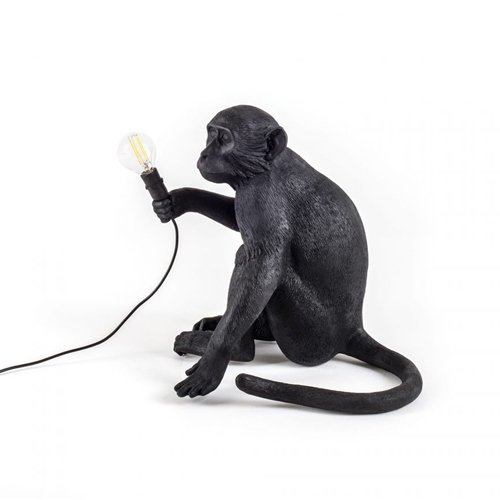 Monkey Lamp Black Sitting